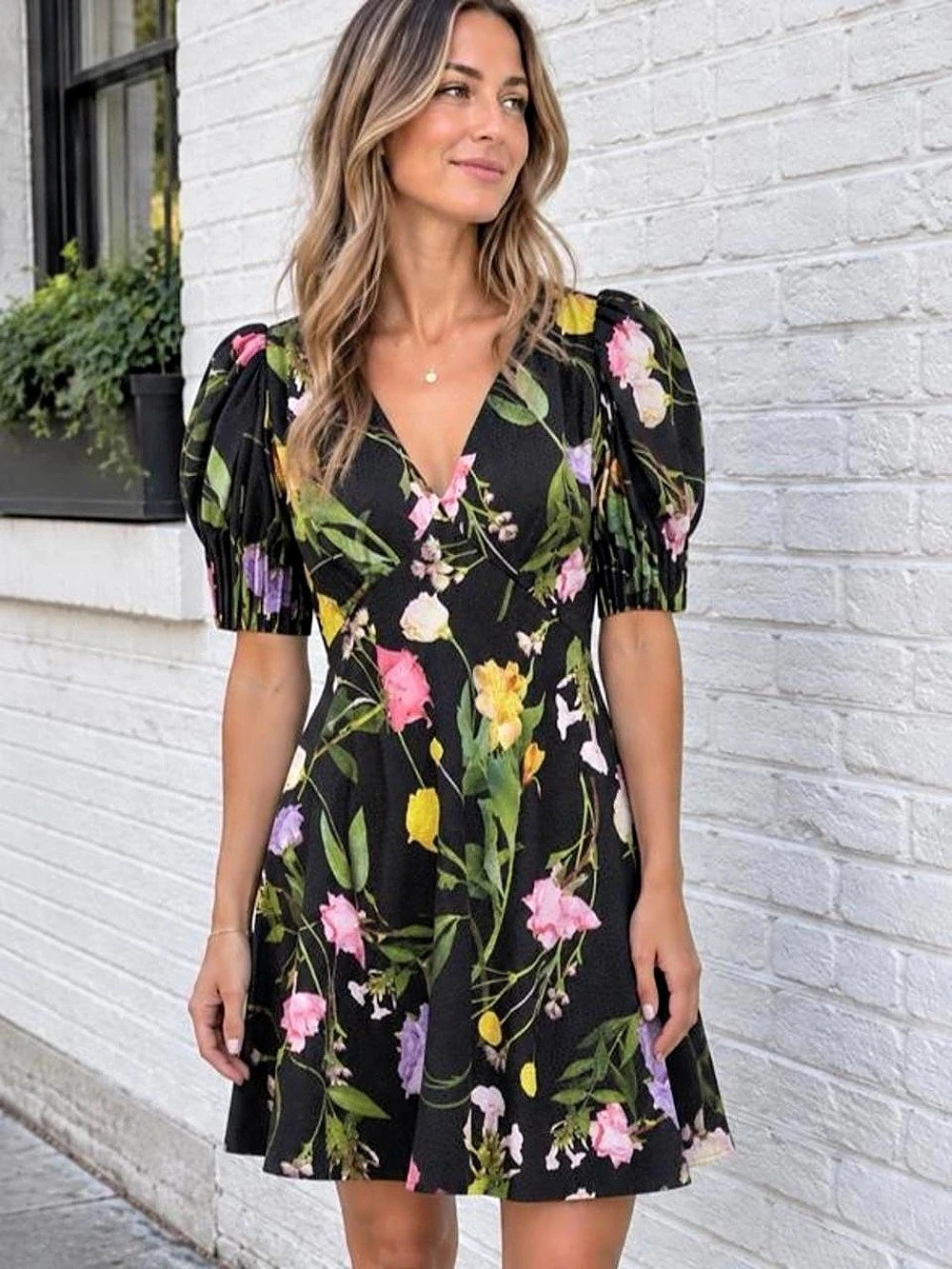 Ted Baker Opallie Floral Jacquard Mini Dress Black & Pink